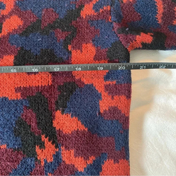 JOIE Brycen Camo Wool Crewneck Puff Sleeve In Midnight Size Small - Picture 3 of 11